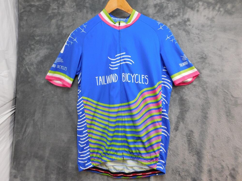 JAKROO Shirt Mens L Blue Short Sleeve Jersey Cycling Full Zip Mock Neck